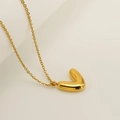 Elegant gold titanium necklace featuring a minimalist 3D heart-shaped pendant on O-chain - Letter V / Gold