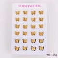 Set van 12 paar matgouden vlinder oorknopjes gemaakt van duurzaam roestvrij staal - Middelgrote Puntige Vlinder 10*8mm (Set van 12 Paren)