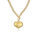Goldene Perlenkette mit klobigem Herzanhänger und elegantem OT-Knebelverschluss - Goldene Herz Halskette