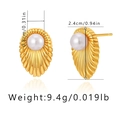 Boucles d'oreilles baroques en nacre avec placage or 18 carats et mesures détaillées - Style Perle Texture Plissée Coquillage (KE0760)