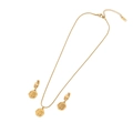 Golden rose flower pendant jewelry set with stainless steel necklace and earrings - Rose Flower Style