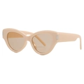 Chic beige cat-eye sunglasses with gradient brown lenses and silver accents - Ivory White Tea Lens (Plastic Joint)