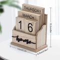 Natural wood perpetual calendar with home lettering and movable blocks for office decor - Natural Wood (Home)
