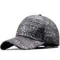 Gorra de béisbol vintage de cuero PU negro con un diseño integral de calaveras y huesos - Ajustable / Plata (JXB-5313Z)