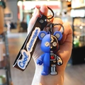 Mechanischer Punk-Bären Schlüsselanhänger in Blau und Schwarz mit Schlaufe - Großer Mechanischer Bär--Dunkelblau