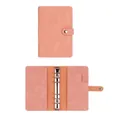 Pink PU leather 6-ring binder budget planner cover with card slots and metal snap - Pink Cover Only