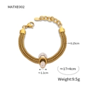 Bracciale a catena intrecciata dorata con pendente ad anello in cristallo MATXE002 - Bracciale / Oro