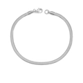 Bracelet chaîne serpent plate en acier inoxydable argenté avec fermoir mousqueton sûr - 3mm-18cm (33301) / Couleur Acier
