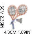 Close-up of tennis racket and shuttlecock embroidery patch with size 6x4.8cm - No. 30 Rackets