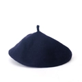 Classic dark blue wool beret hat for women in a stylish Japanese minimalist design - Adjustable / Navy Blue