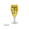 Ballon en verre de champagne doré avec Happy New Year, 45x100cm pour déco de fête - Verre à Vin Doré du Nouvel An