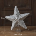 Elegant silver Christmas star tree topper with glitter sequins and spring base stand - 20cm Sequined Tree Top Star Silver