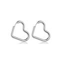 Minimalist silver hollow heart hoop earrings in polished stainless steel for women - Steel