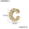 Pendentif lettre C en acier inoxydable doré serti de zircons cubiques scintillants - Lettre C Percée Et Sertie De Diamants (diamètre Intérieur Du Trou 02 Cm)
