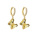 Goldene Schmetterling Ohrringe mit gelben Kristallen und Zirkonia Besatz Design - Gelb