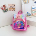 Pink sequin backpack with iridescent bow and glitter ears for little girls - Rose Red