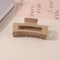 Matte khaki rectangular claw clip for thick hair shown in a minimalist setting - #7 Matte Camel - 10.5cm / Bulk (No Packaging)