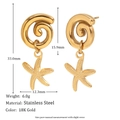 Detail of 18K gold-plated starfish earrings with dimensions and weight measurements - Donut Starfish Patchwork Studs / Gold