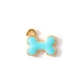 Cartoon bone pendant in gold alloy with light blue enamel and a hanging ring - Blue