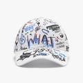 Casquette blanche avec imprimés graffiti colorés et un style urbain tendance pour femme - Réglable / Blanc Bleu (25A387)