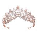 Rose gold bridal crown featuring pear-shaped crystal gems and sparkling rhinestones - Rose Gold White Rhinestones