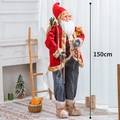 Figura Babbo Natale classica da 150cm con abito rosso e sacco regalo con orsetto - Babbo Natale 150cm
