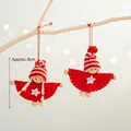 Handmade red felt Santa girl Christmas tree hanging ornaments, 8cm height decor - Two-Piece Set / Pentagram Apron Girl