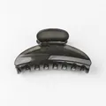 Translucent dark grey semi-circular hair claw clip with durable metal spring and teeth - Transparent Black