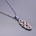 Rainbow plated stainless steel witch knot pendant necklace with delicate chain - Rainbow Color Necklace With Pendant
