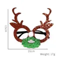 Christmas reindeer antler party glasses with green glitter beard and white pompom detail - Large Brown Antler Green Beard