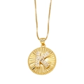 Collana con medaglia dorata e ciondolo lettera K con cristalli e catena box - Lettera K