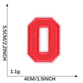 Red embroidered letter O patch with dimensions 5.5cm by 4cm and white border detail - Letter O / Red