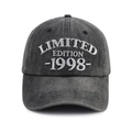 Washed cotton baseball cap in charcoal grey with Limited Edition 1998 embroidery - Adjustable / 1998 Style (Carbon Grey)