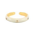 Dettaglio del marchio 925 su anello dorato con smalto bianco e zirconi scintillanti - Aperto Regolabile / Bianco Sporco