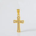 Ciondolo a croce dorato con intarsio in zircone bianco per gioielli DIY in acciaio titanio - N0016-Ciondolo a Croce Dorata