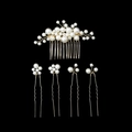 Set di pettine e forcine per capelli con perle barocche vintage in finitura oro - Oro (1 Pettine + 4 Forcine)
