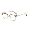 Occhiali quadrati color oro champagne e marrone tè con design minimalista a mezza montatura - Marrone Oro C2