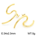 Minimalist spiral twisted drop earrings in golden finish, size 34x2.3mm weight 5g - Style D (KE115345-KFC)