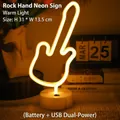 Guitar shaped LED neon night light in warm yellow with round base and USB power option - Guitar Warm Light