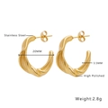 Detailed size specifications for 20mm gold-plated stainless steel twisted hoop earrings - E174 Twisted Knot