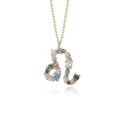 S925 sterling silver Leo zodiac necklace with colorful zircon stones in gold finish - Leo / 925 Silver