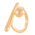Minimalist gold geometric ring featuring unique spherical and parallel bar design - Creative Ball and Bar Style (8734)