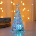 Albero di Natale in cristallo luminoso con LED blu-verde e stella per decoro da tavolo - Bianco (Luce Colorata Grande)