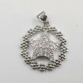 Star pendant necklace with sparkling cubic zirconia and silver bead accents - Star Badge Star Silver