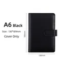A6 Macaron Binder Journal Cover in Black Faux Leather, 130x189mm Loose-Leaf Notebook Case - A6 Casing / A6 - Black (outer Shell Only)