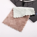 Chiffon en velours corail bicolore rose et vert avec motif de tissage en losange - 15x25CM / Vert et Gris