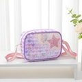 Borsa a tracolla arcobaleno per bambine con toppe a stella cuore e paillettes colorate - Viola