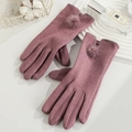 Guantes de invierno rosas para mujer con pantalla táctil y detalles de pompones - Púrpura con pompones para mujer