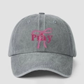 Klassieke gewassen grijze baseballpet met roze Pray tekst en lint borduursel - Eén maat / Grijs
