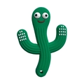 Funny green cactus baby silicone teether with massage textures and a cute smiley face - Cactus / Turquoise Green